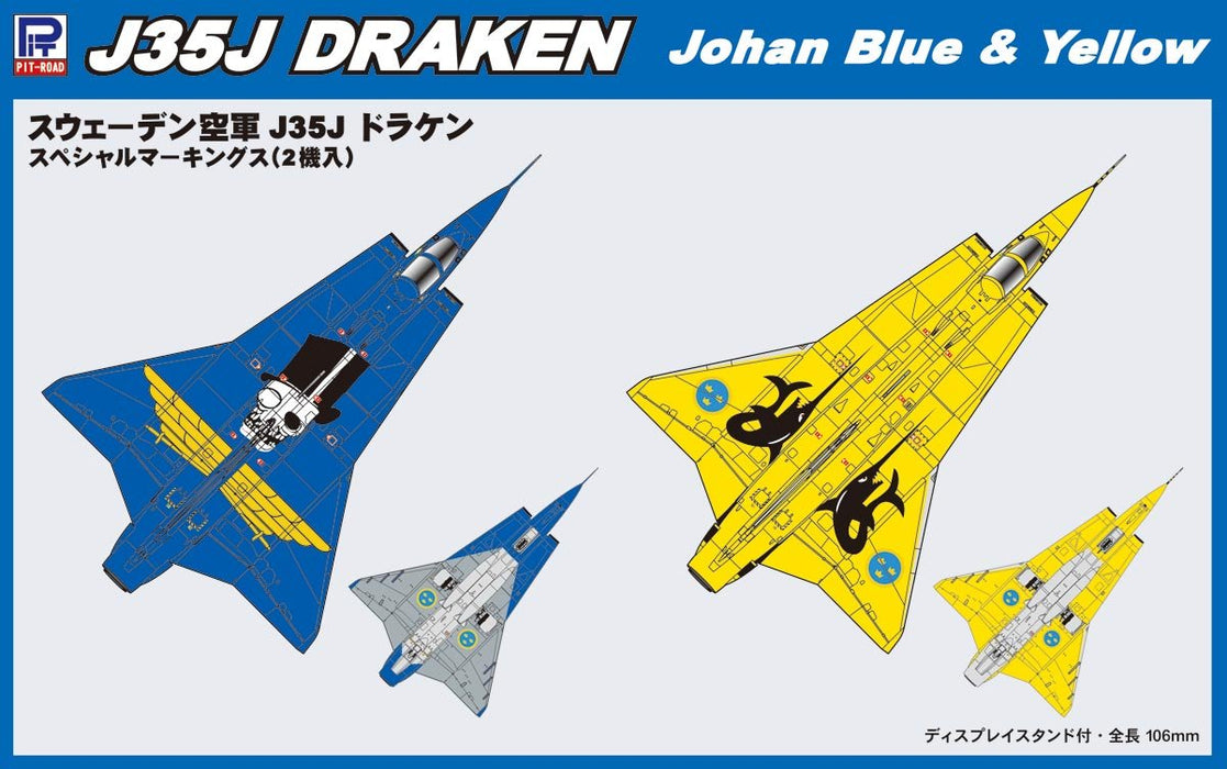 PIT-ROAD Skywave Sn-16 J-35J Draken Johan Blue & Yellow 1/144 Scale Kit
