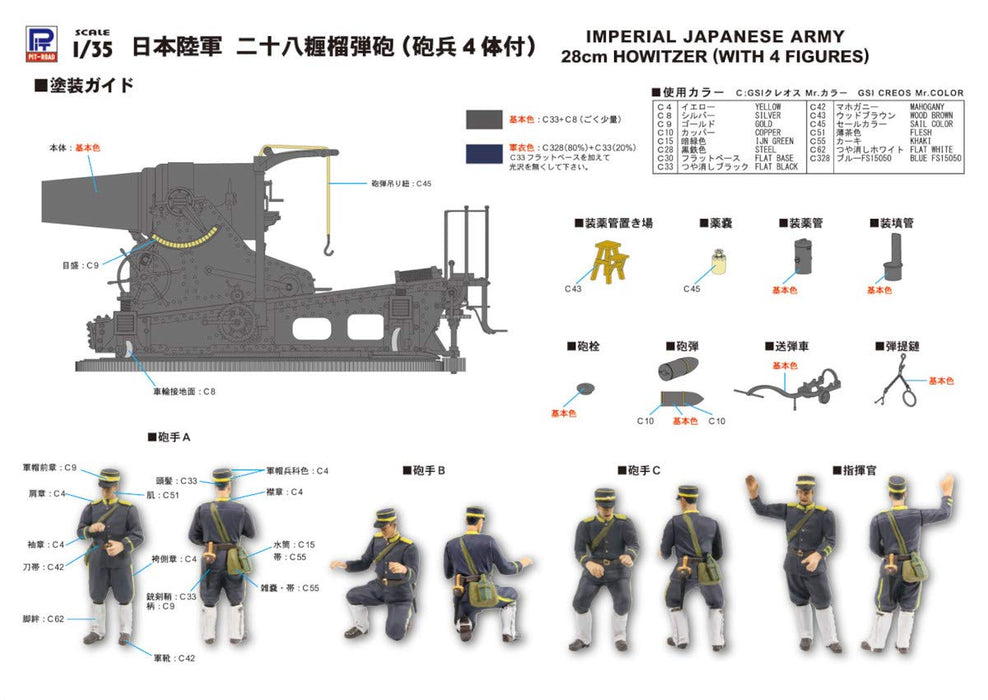 PIT-ROAD Skywave G-44 Ija 28Cm Howitzer With 4 Figures 1/35 Scale Kit