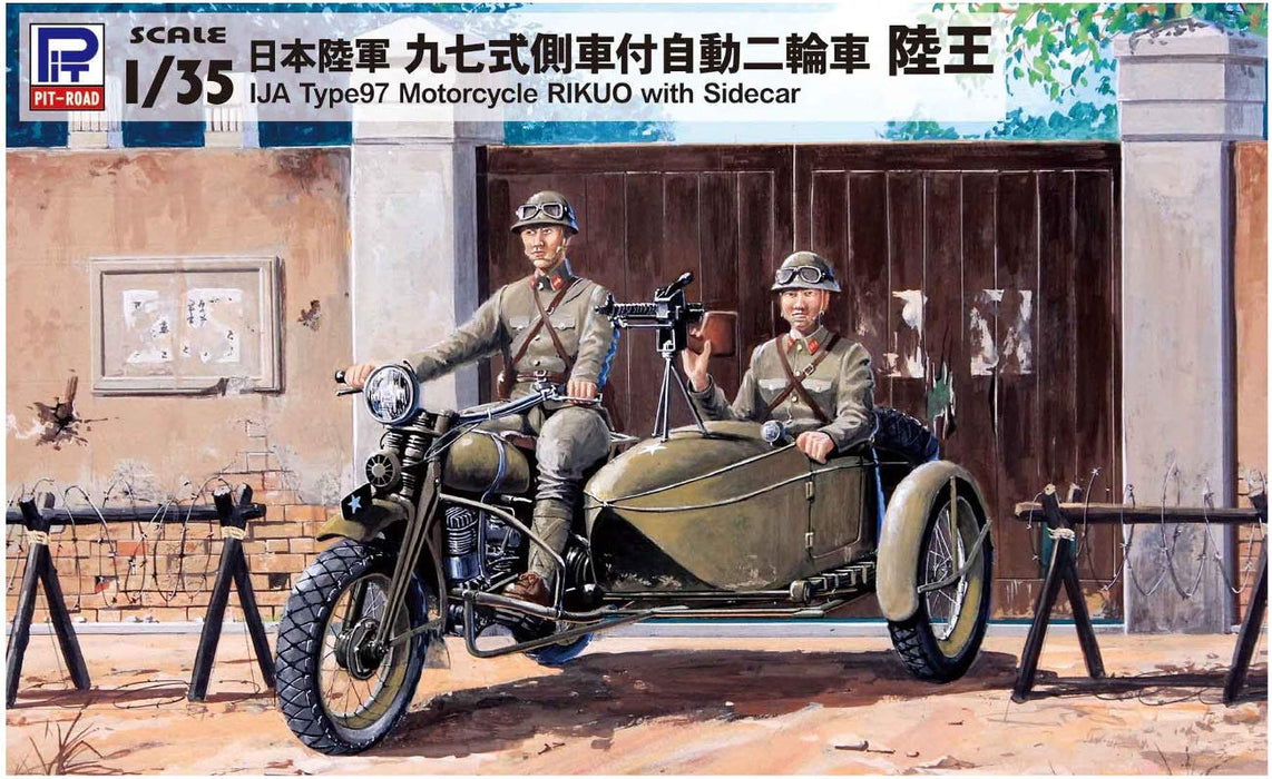 PIT-ROAD 1/35 Japanese Army G50 Type 97 Beiwagen montiertes Motorrad 'Rikuo' Plastikmodell