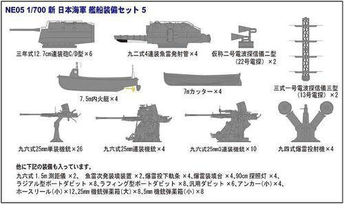 Pit-Road 1/700 Japanese Navy Shiratsuyu Class Destroyer Yudachi avec de nouvelles pièces d'équipement