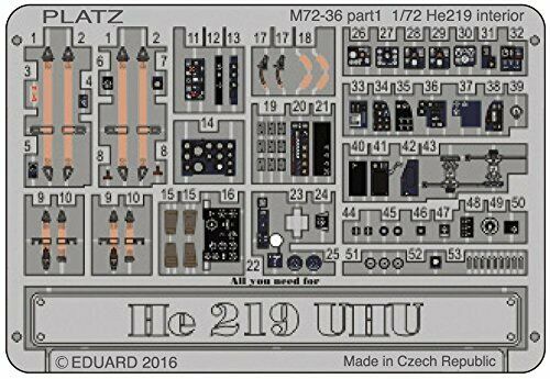 Platz 1/72 pièces de gravure pour He219 Uhu ensemble de 2 maquettes en plastique