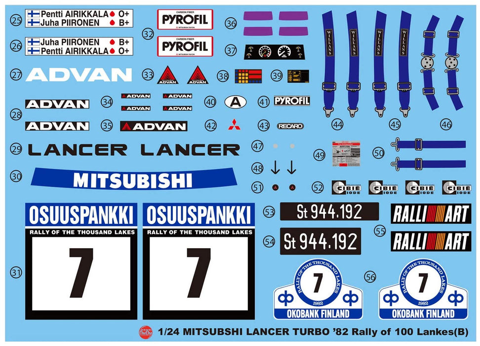 Platz Pn24018 Nunu Racing Series Mitsubishi Lancer Turbo 82 Rally Of 1000 Lakes 1/24 Plastic Model