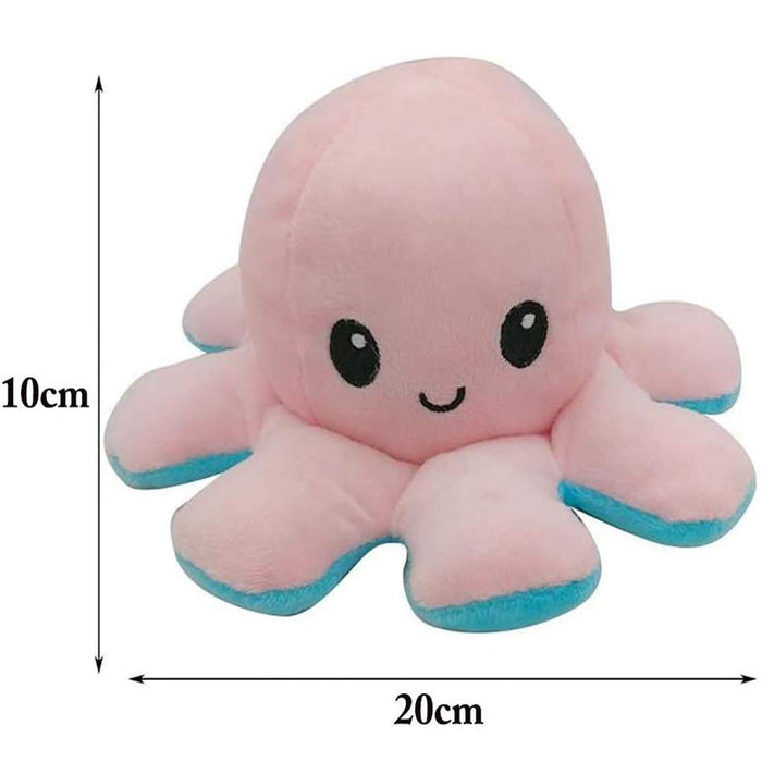 Seinal Reversible Octopus Angry Face And Laughing Face (Sky Blue Pink) Japanese Stuffed Animal