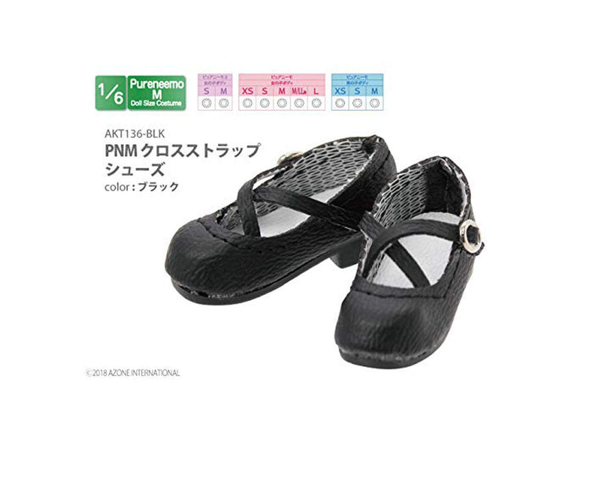 Pnm Cross Strap Shoes For Pureneemo Black (For Dolls)