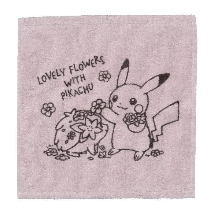 Pokemon Center Original Handtuch Schöne Blumen mit Pikachu Pink