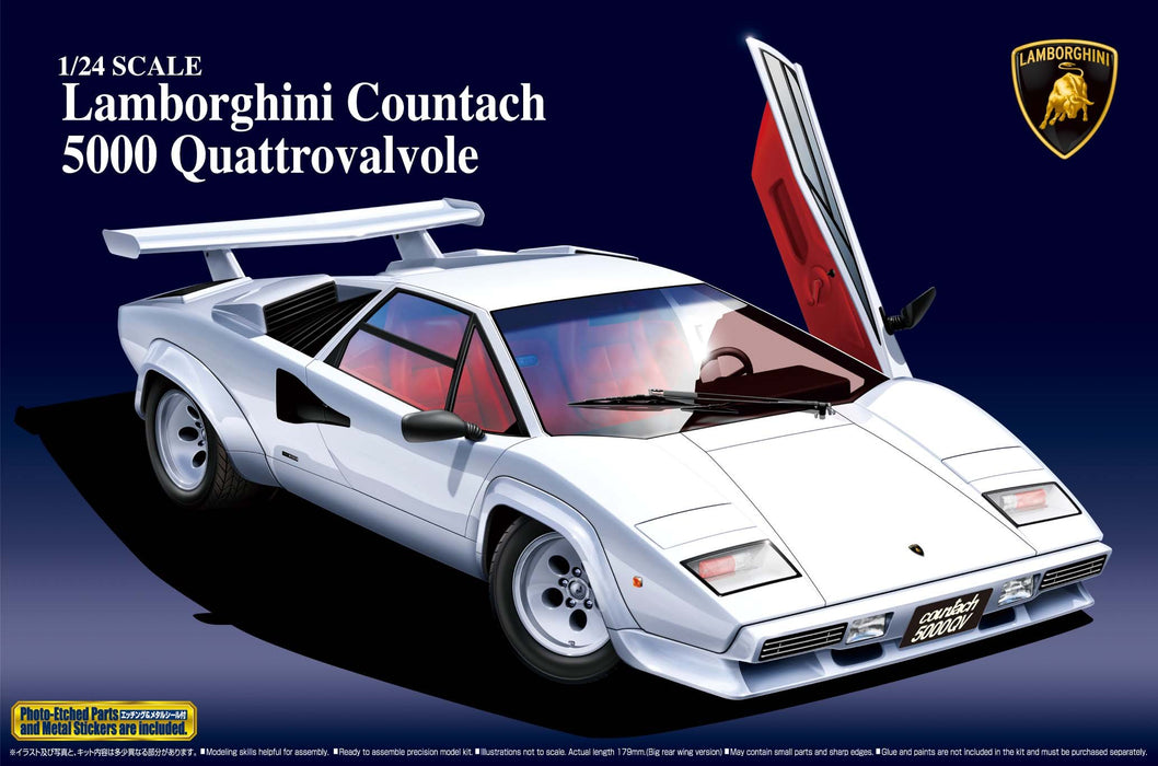 AOSHIMA 48818 Lamborghini Countach 5000 Quattrovalvole 1/24 Scale Kit