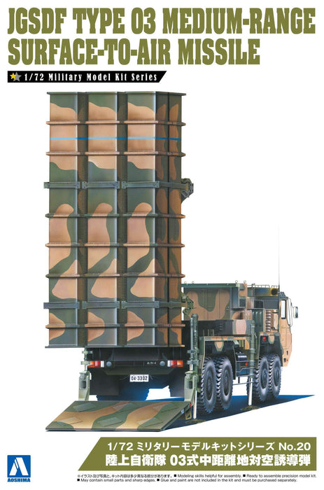 AOSHIMA Military Model Kit 1/72 Jgsdf Medium-Range Surface-To-Air Missile Plastic Model