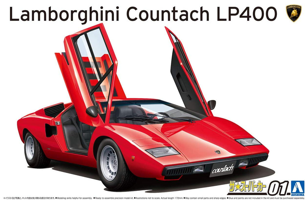 AOSHIMA The Super Car 1/24 Lamborghini Countach Lp400 1974 Plastic Model
