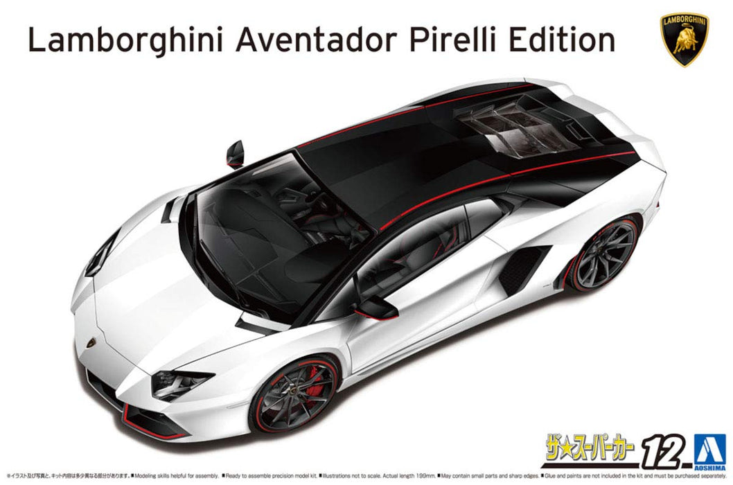 AOSHIMA The Super Car 1/24 Lamborghini Aventador Pirelli Edition '15 Modèle en plastique