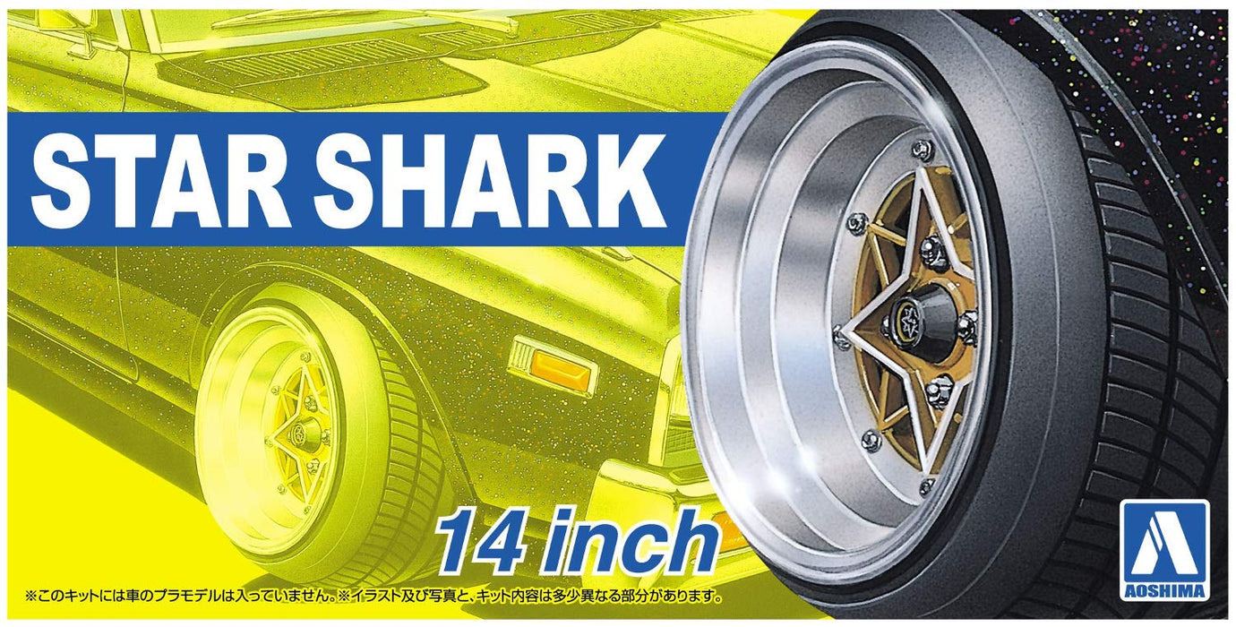 AOSHIMA Tuned Parts 1/24 Star Shark Jeu de pneus et roues 14 pouces