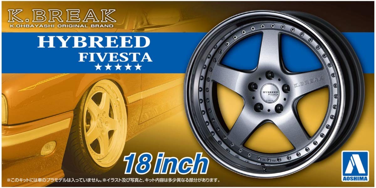 AOSHIMA - The Tuned Car 1/24 K-Break Hybreed Fivesta 18-Inch Tire & Wheel Set