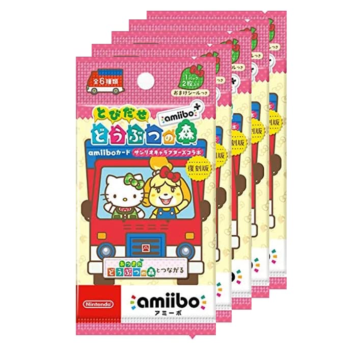 Nintendo Tobidase Animal Crossing Sanrio Characters Amiibo+ Card 5 Pack Set Japan