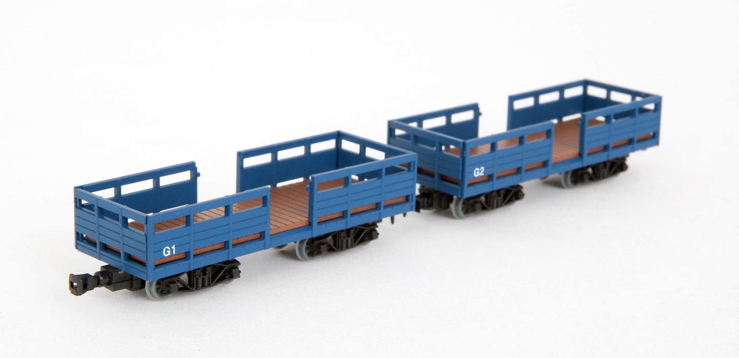 Tomytec 2-Wagen-Set Iron Collection Schmalspur 80 Schienen offener Güterwagen Diorama Gleise