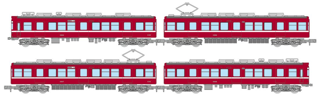 Tomytec Railway Collection Coffret de 4 wagons Type 1000 Keikyu, modèle à refroidissement distribué