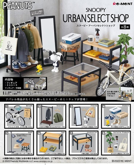 RE-MENT Snoopy Urban Select Shop Boîte de 8 pièces