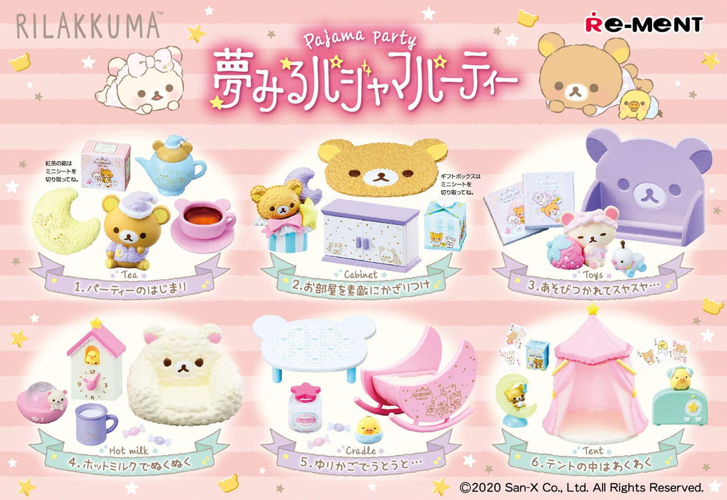 RE-MENT San-X Rilakkuma Dream Pyjama Party 1 boîte 6 pièces