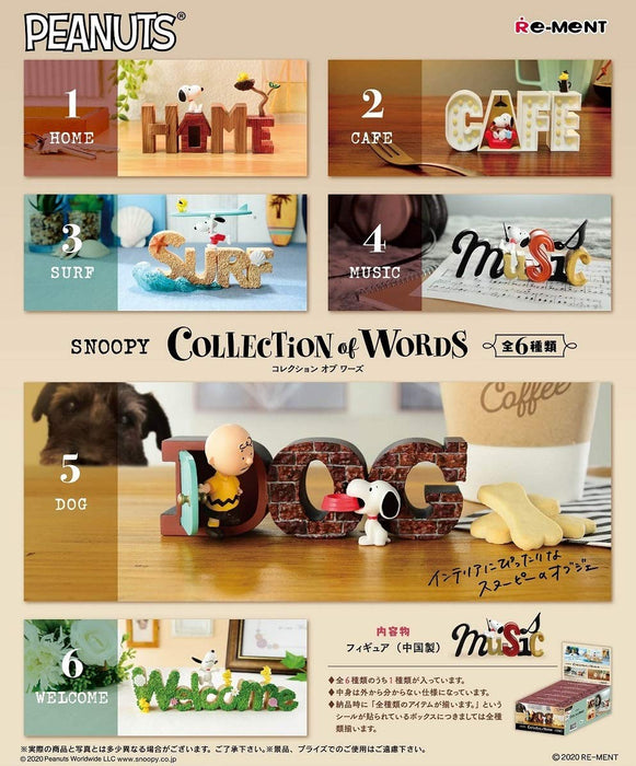 RE-MENT Snoopy Collection Of Words Boîte de 6 pièces