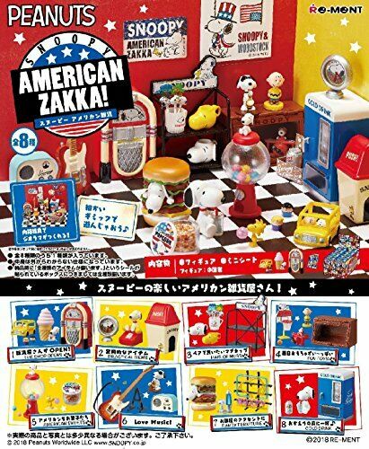 Re-ment Miniatua Snoopy American Zakka! Full Set Box Of 8 Packs
