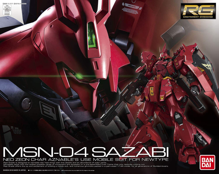 BANDAI Rg-29 Gundam Msn-04 Sazabi Bausatz im Maßstab 1:144