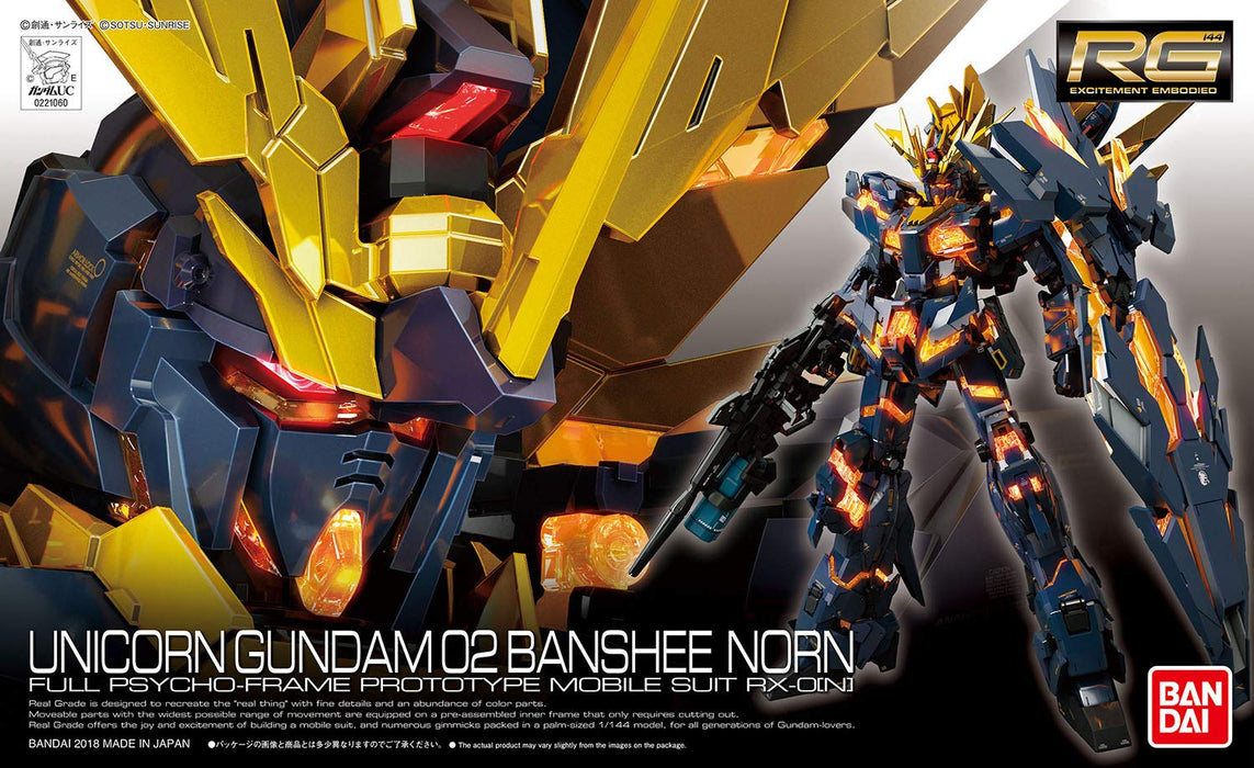 Rg Mobile Suit Gundam Uc Unicorn Gundam Unit 2 Banshee Norn 1/144 Scale Color-Coded Plastic Model