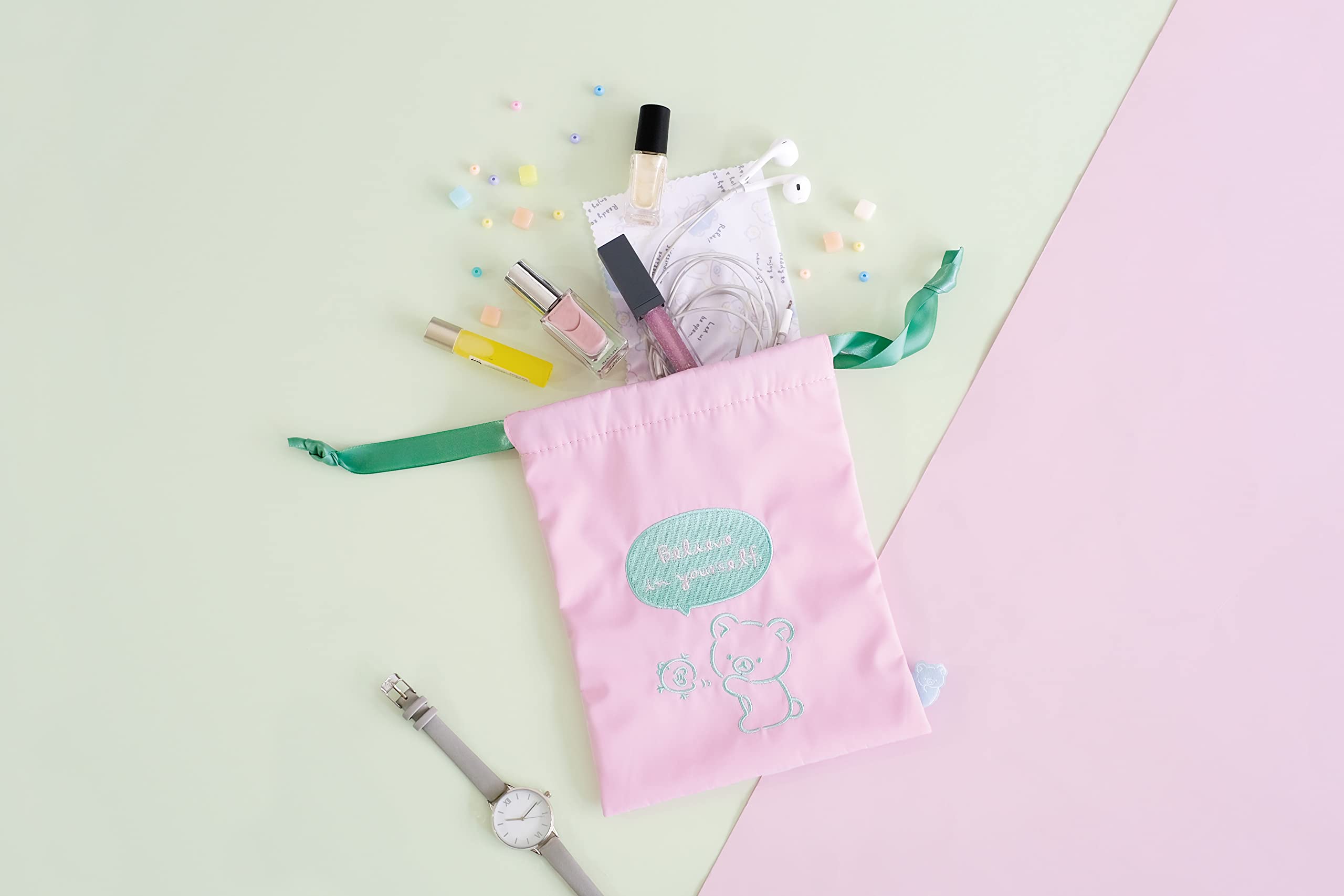 San-X Rilakkuma Message Series Drawstring Bag Perfect for Everyday Use- Japan Figure Store - #1 Bring To You The Best Japanese Goods