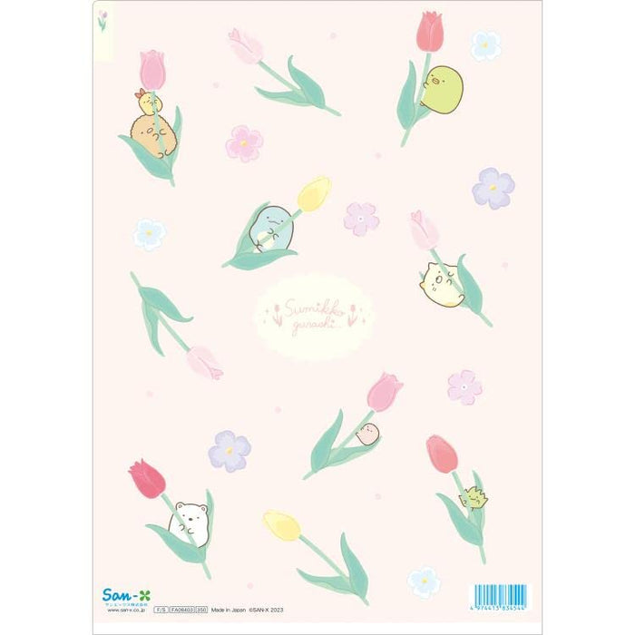San-X Sumikko Gurashi A4 Clear File 5 Pockets - Japan - Zasso Yosei Flower Garden