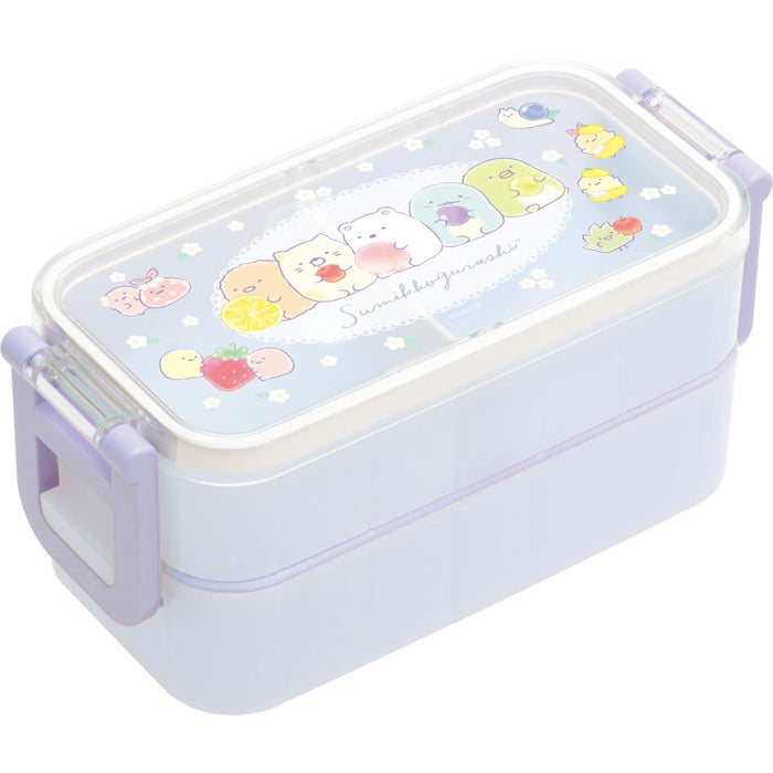 San-X Sumikko Gurashi Ka13002 2-stöckige Lunchbox mit Essstäbchen mit 2-Punkt-Verschluss