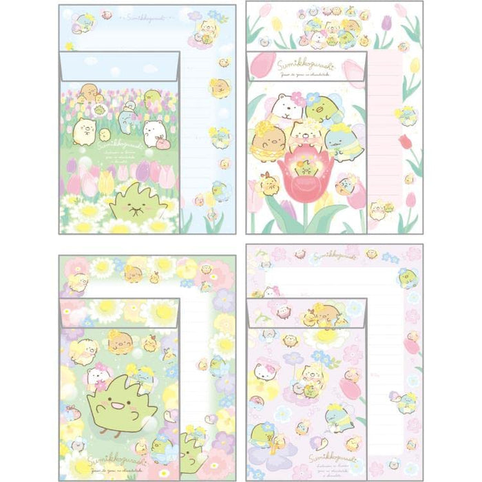 San-X Sumikko Gurashi Japon Enveloppes de papeterie 4 types Lh78101 Zasso Yosei Flower Garden