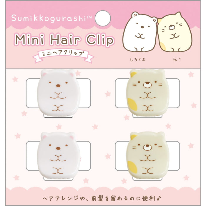 San-X Sumikko Gurashi Tout le monde rassemble une mini pince à cheveux Shirokuma Cat Fe33603