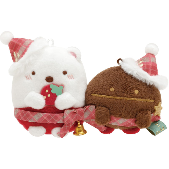 San-X Sumikko Gurashi Plush Toy Strawberry Christmas Polar Bear & Mame Master 75x100x50mm