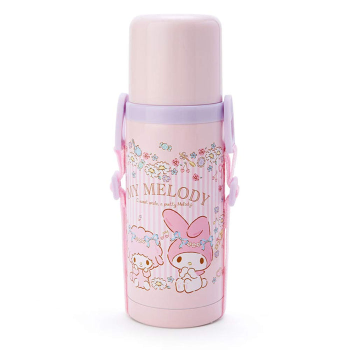 Sanrio Children&S Water Bottle 380Ml Direct Drink With One-Touch Cup 2Way Stainless Steel Bottle My Melody My Melody (Ballet) Heat Insulation Cold Insulation With Shoulder String Girl Character Sanrio