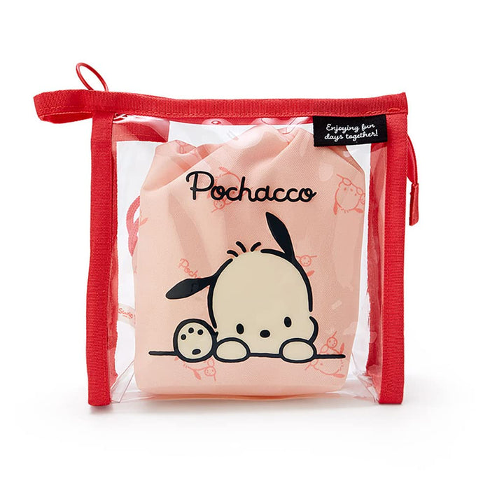 Sanrio 340553 Pochacco Clear Pouch With Drawstring Simple Design - Pochacco Clear Pouch