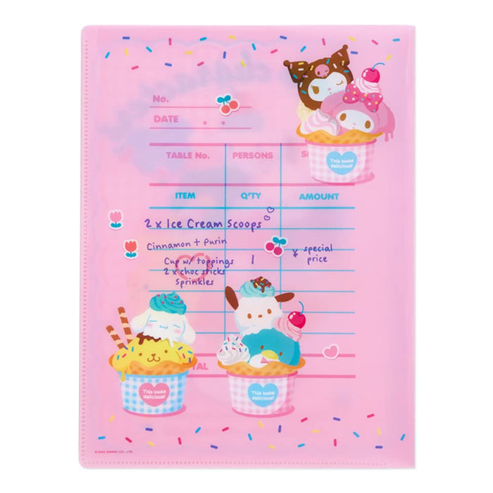 SANRIO Characters A4 Clear File Ice Cream Parlor