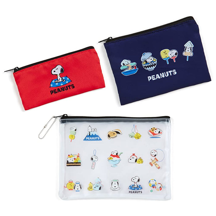 SANRIO Flat Pouch Set Snoopy Japanese Style Design