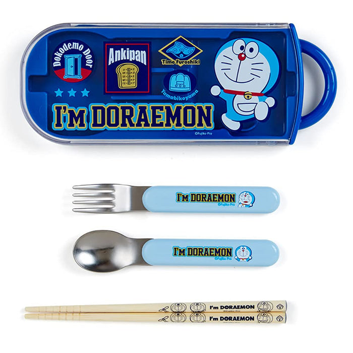 SANRIO Lunch Trio Set Fork, Spoon, Chopsticks Doraemon Blue