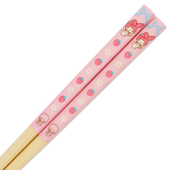 Sanrio My Melody 3-Piece Spoon Fork Chopsticks Kids Set Japan W/Name Sticker & Case