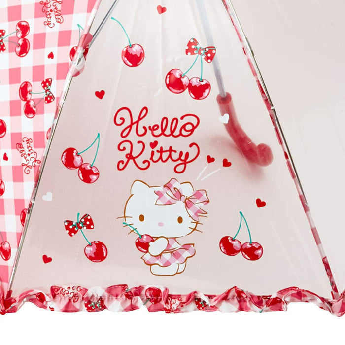 Sanrio Hello Kitty Umbrella Long 45Cm Red Cherry 2 Frame Transparent Window Japan