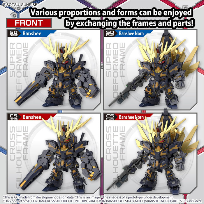 Bandai Spirits Sd Gundam Cross Silhouette UC Unicorn Banshee & Banshee Norn Model Set