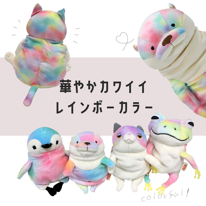 Shinada Global Mochi Neko Rainbow L 22x22x30cm Stuffed Cat Mone-0350R