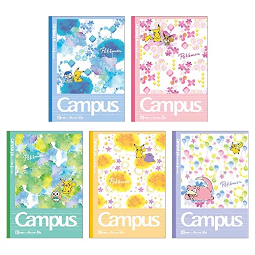 Pokemon Campus Notebook B Ruled 5 Patterns 5-Pack Watercolor