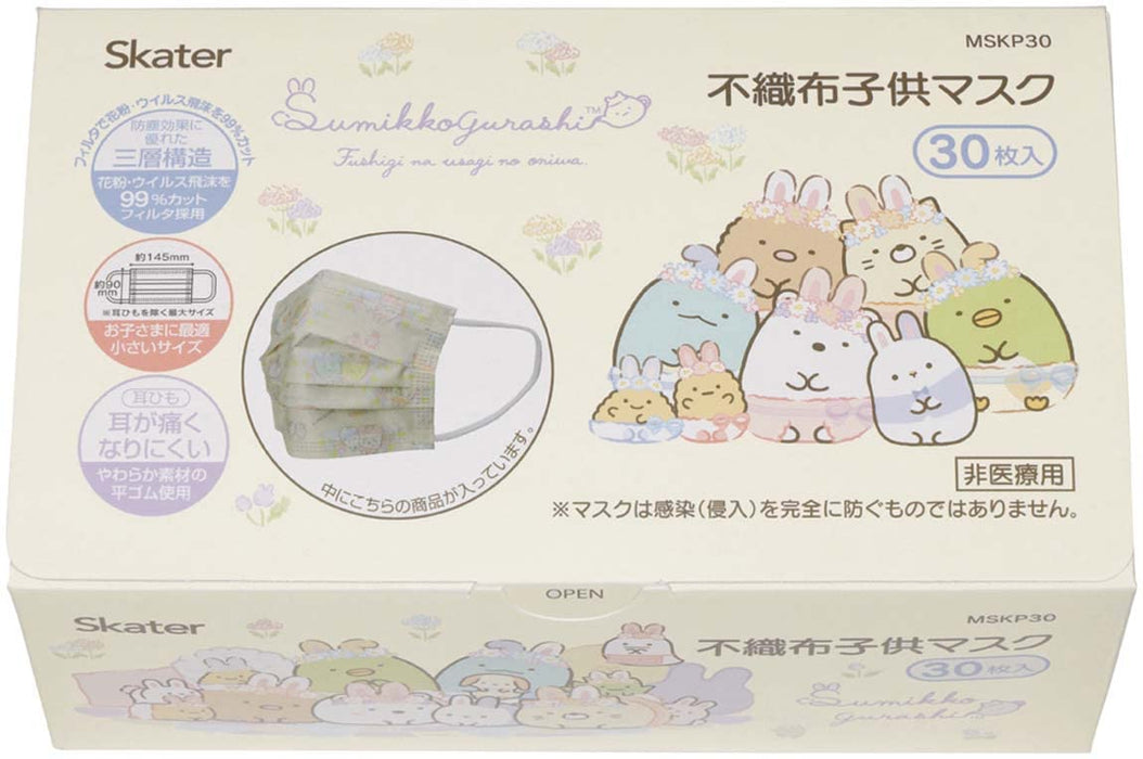 Skater Mskp30-A Sumikko Gurashi Rabbit Oniwa 30-lagige Vliesmaske für Kinder 30 Stück Kindermasken