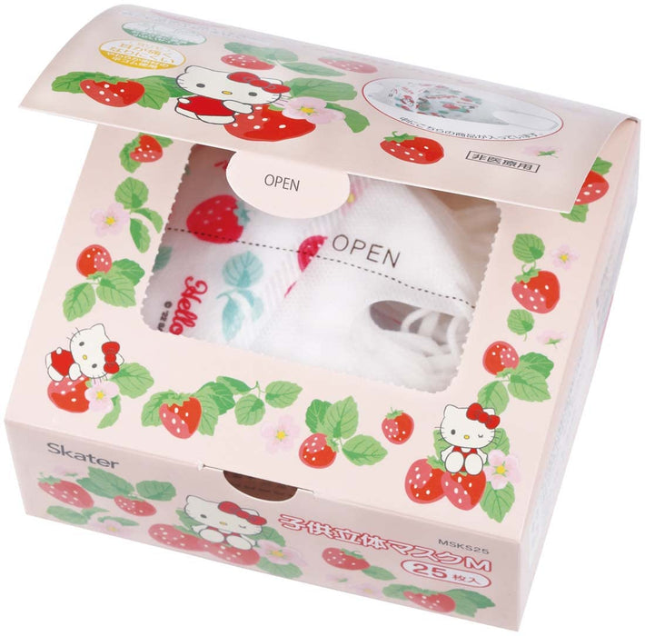 Skater Japan Masque 3D en tissu non tissé à 3 couches M pour enfants 25 pièces Hello Kitty Langue des fleurs Msks25-A