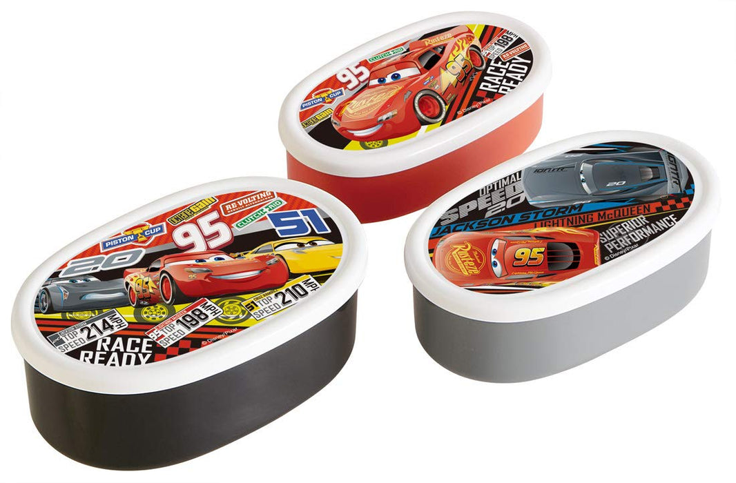 Skater Ag+ Antibacterial Storage Container Set 3 Disney Cars 21 Japan 860Ml Srs3Sag