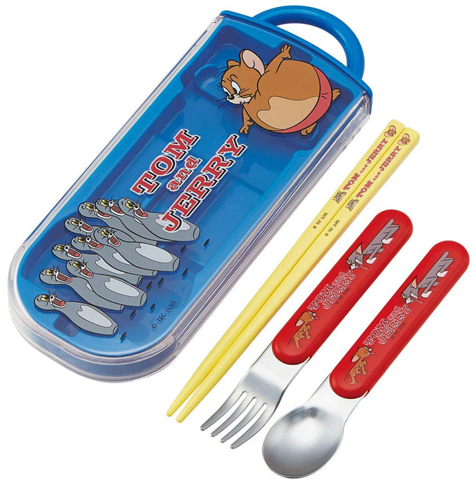 SKATER Tom And Jerry Antibacterial Dishwasher Compatible Spoon Fork Chopsticks Trio Set