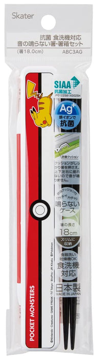 Skater Chopsticks Chopstick Box Set Pokemon Pokeball 18Cm Antibacterial Adult Made In Japan Abc3Ag-A