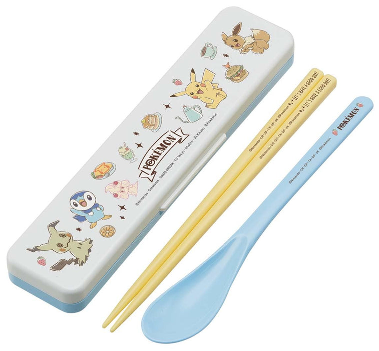 Skater Combi 18cm Antibac Chopsticks Spoon Set Pokemon Cafe Art Japan CCS3SAAG-A