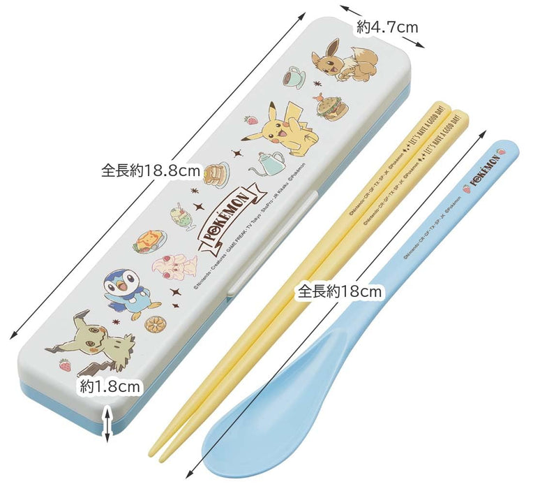 Skater Combi 18cm Antibac Chopsticks Spoon Set Pokemon Cafe Art Japan CCS3SAAG-A