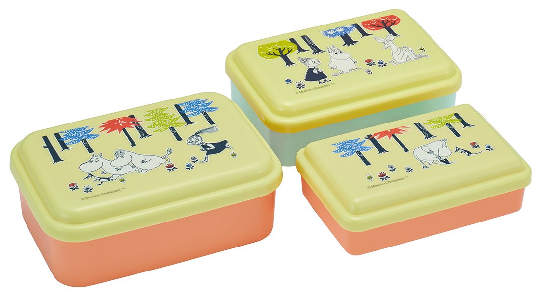 Skater Fluffy Seal Storage Container 3P Set Moomin Forest Japan