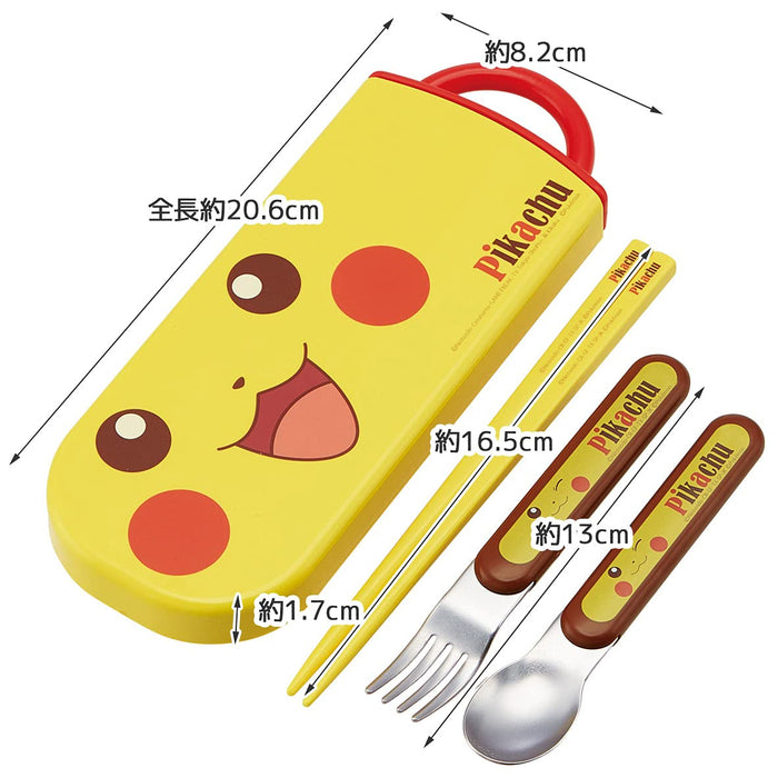 SKATER Pokemon Pikachu Trio Set Spook, Fork & Chopsticks