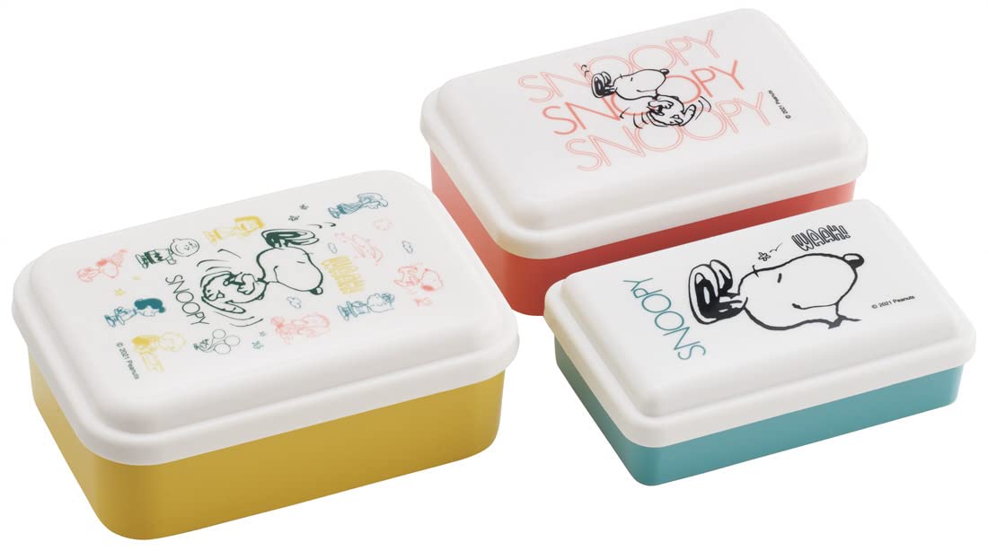 Skater Seal Antibacterial Storage Container 3P Set Peanuts Made In Japan - Awesome Snoopy Design